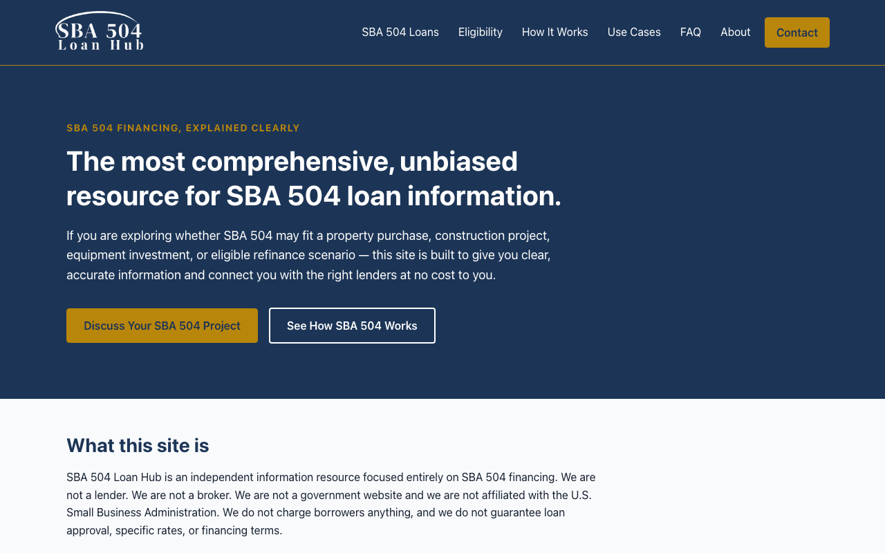 SBA 504 Loan Hub preview